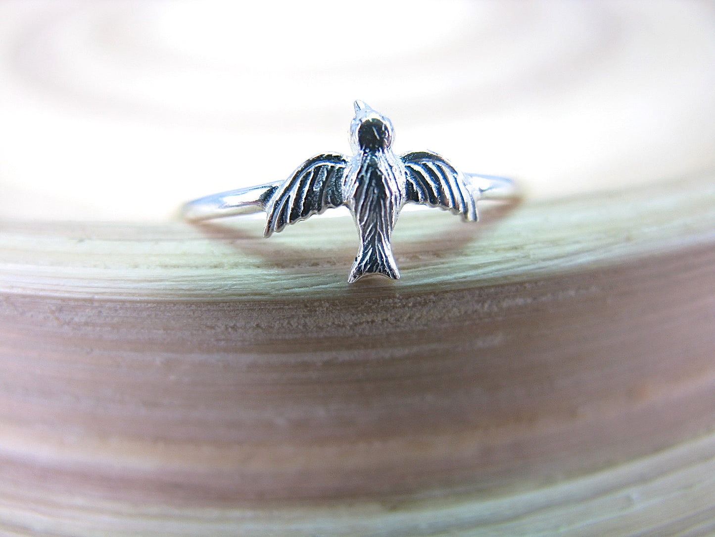 Flying Bird 925 Sterling Silver Ring Ring - Faith Owl