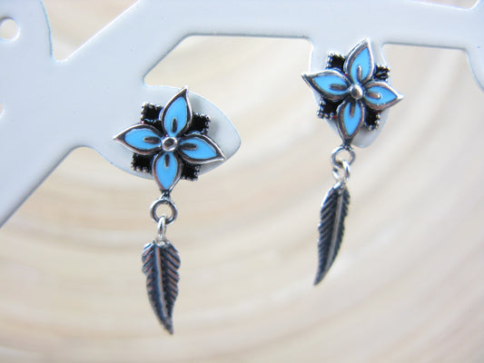 Tribal Feather Earrings in 925 Sterling Silver