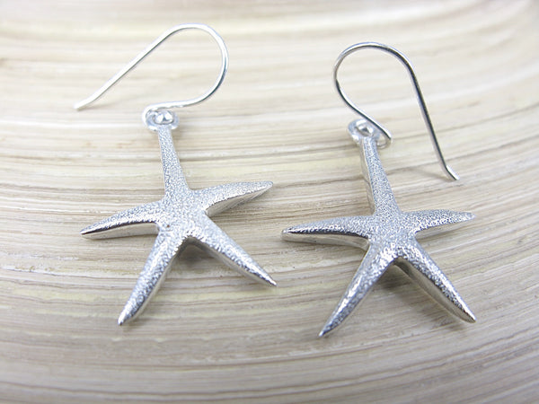 Starfish Silver Dangle Matt 925 Sterling Silver Earrings Earrings Faith Owl - Faith Owl