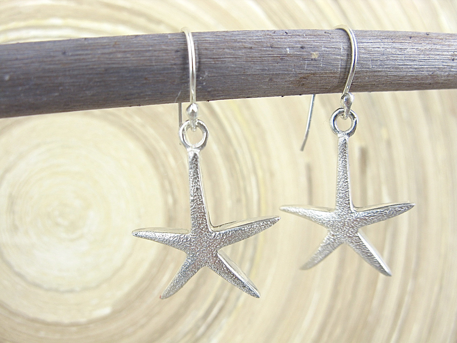 Starfish Silver Dangle Matt 925 Sterling Silver Earrings Earrings Faith Owl - Faith Owl