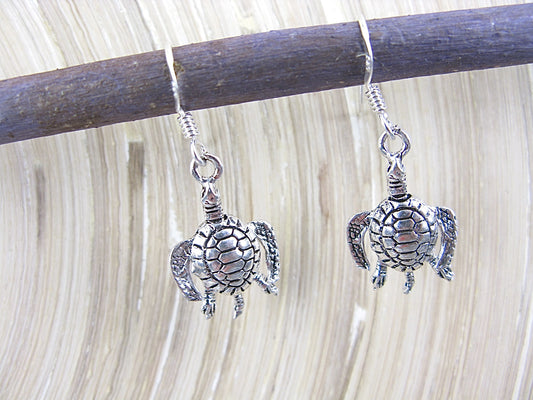 Sea Turtle Dangle 925 Sterling Silver Earrings Earrings Faith Owl - Faith Owl