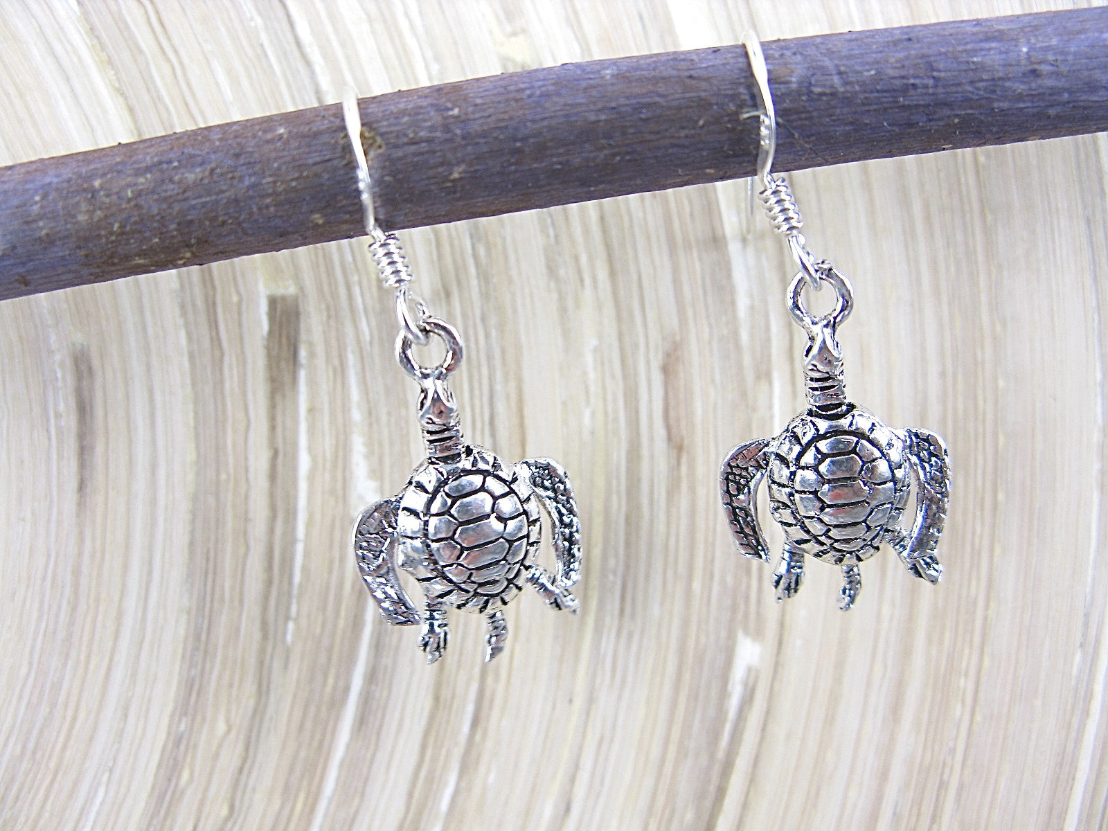 Sea Turtle Dangle 925 Sterling Silver Earrings Earrings Faith Owl - Faith Owl