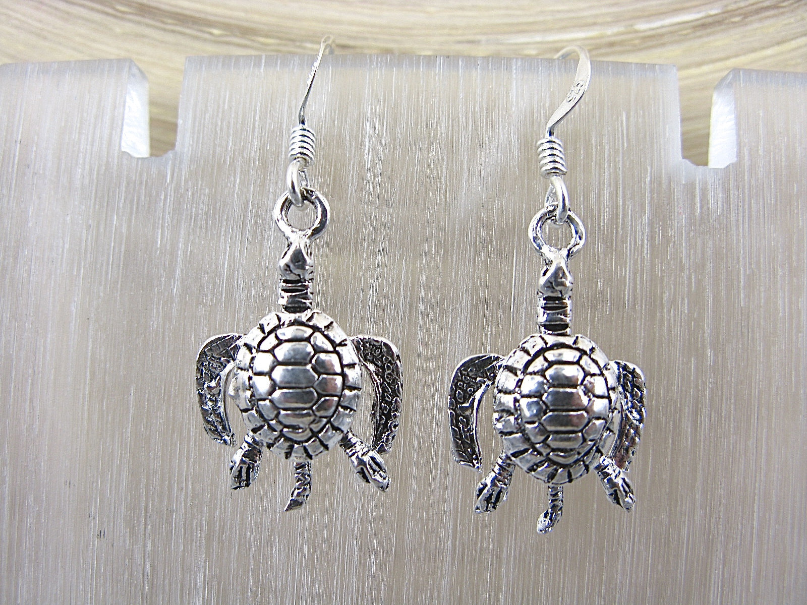 Sea Turtle Dangle Earrings in 925 Sterling Silver