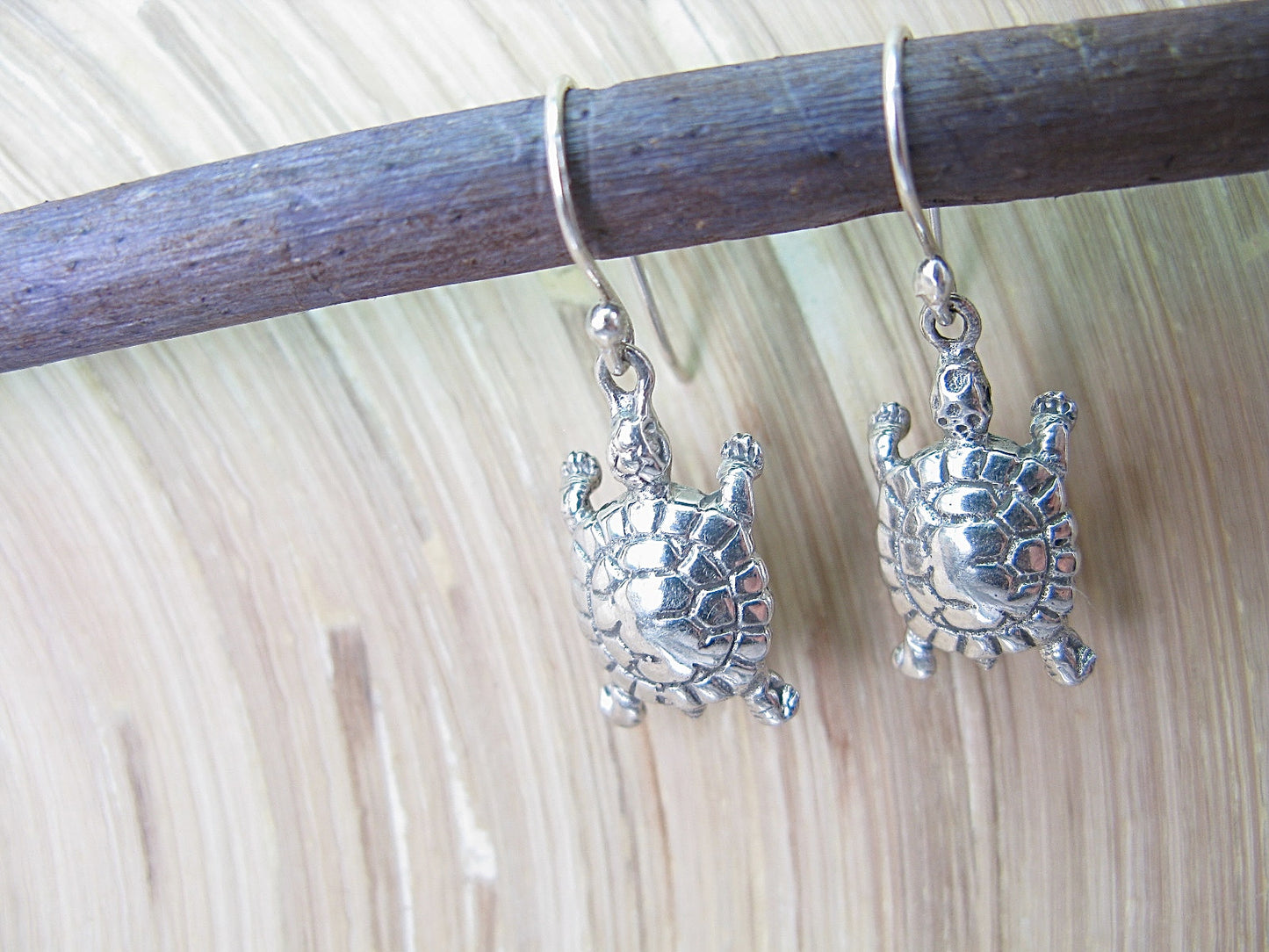 Turtle Dangle Earrings in 925 Sterling Silver