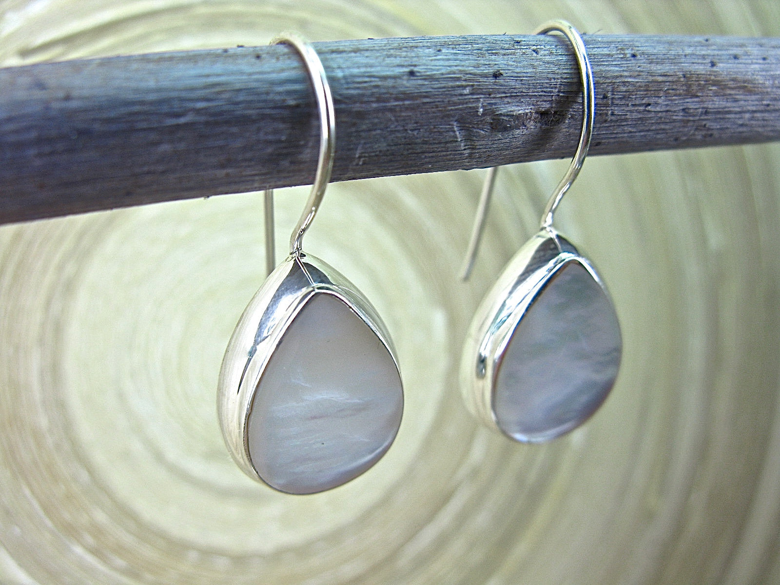 Mother Of Pearl Pear Shaped 925 Sterling Silver Earrings Earrings Faith Owl - Faith Owl