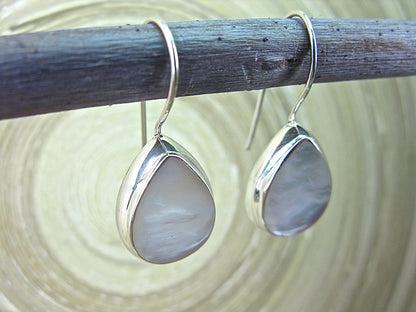 Mother Of Pearl Pear Shaped 925 Sterling Silver Earrings Earrings Faith Owl - Faith Owl