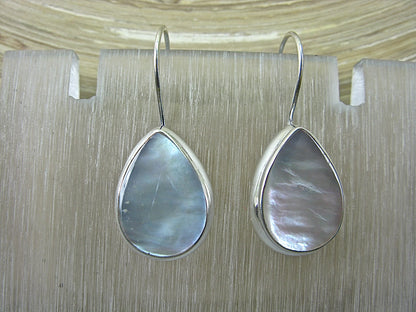 Mother Of Pearl Pear Shaped 925 Sterling Silver Earrings Earrings Faith Owl - Faith Owl