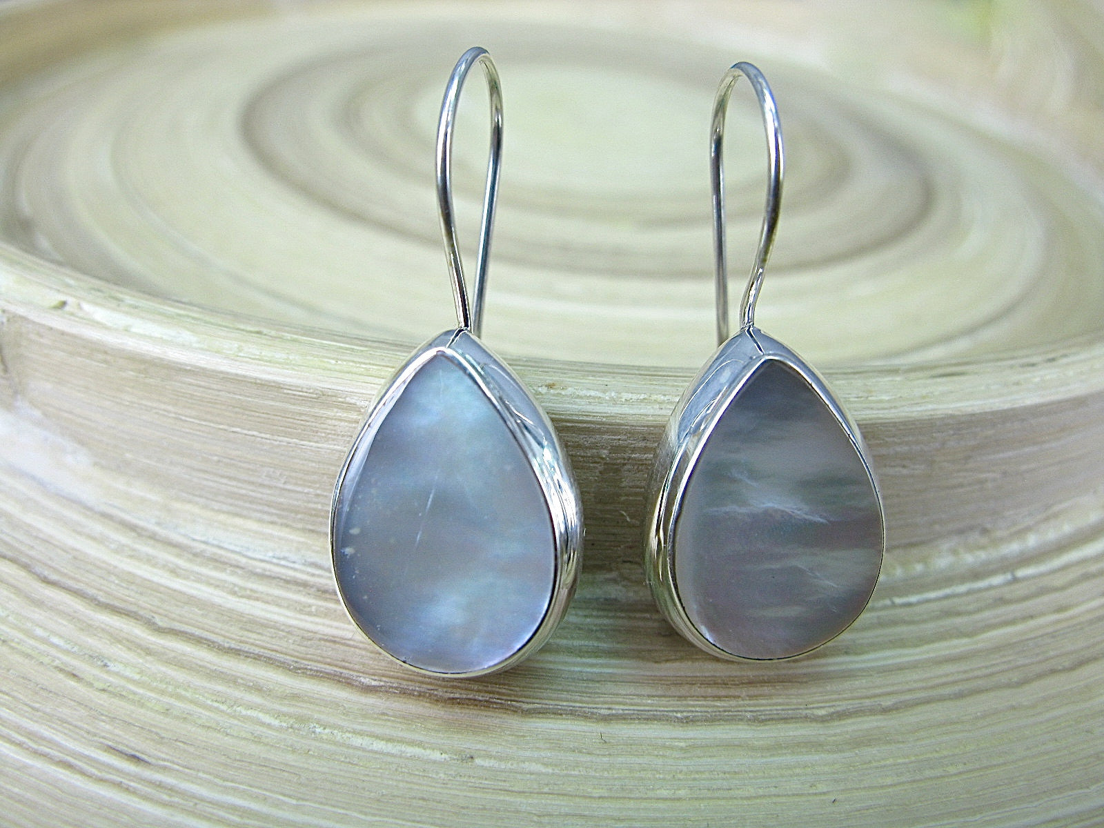 Mother Of Pearl Pear Shaped 925 Sterling Silver Earrings Earrings Faith Owl - Faith Owl