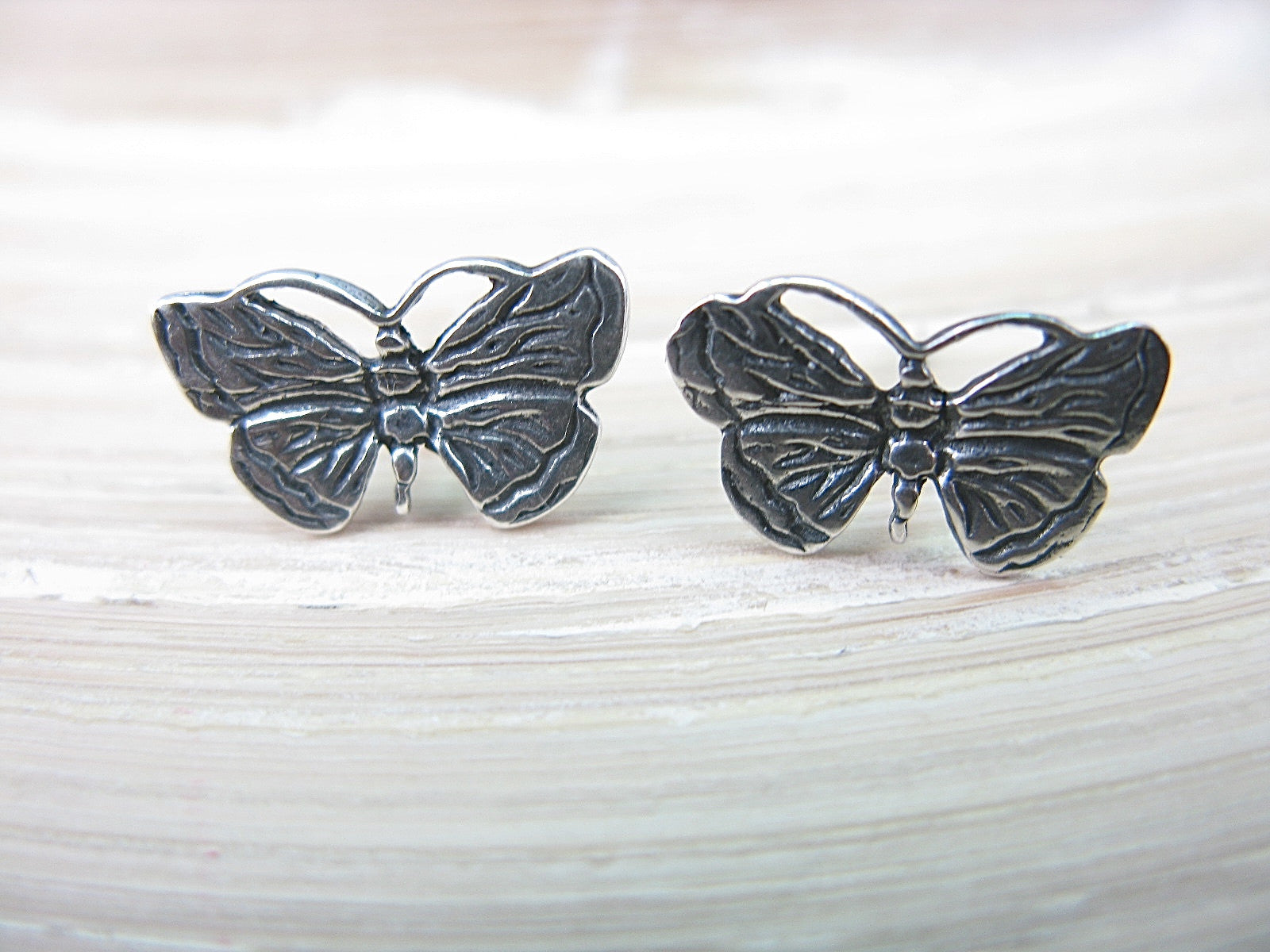 Butterfly Tribal Crafted 925 Stertling Silver Earrings Stud Stud - Faith Owl