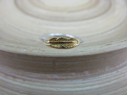 Feather Two Tone Gold Plated 925 Sterling Silver Ring