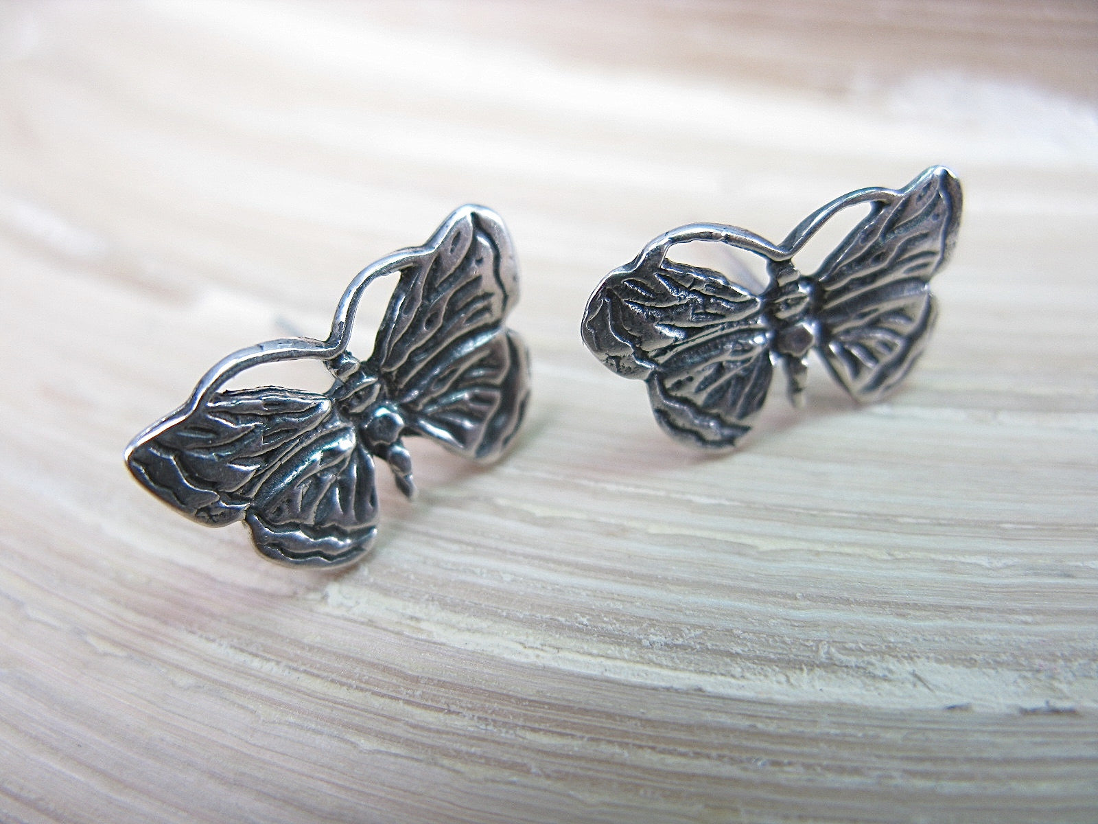Butterfly Tribal Crafted 925 Stertling Silver Earrings Stud Stud Faith Owl - Faith Owl