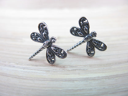 Dragonfly Oxidized 925 Sterling Silver Stud Earrings Stud - Faith Owl