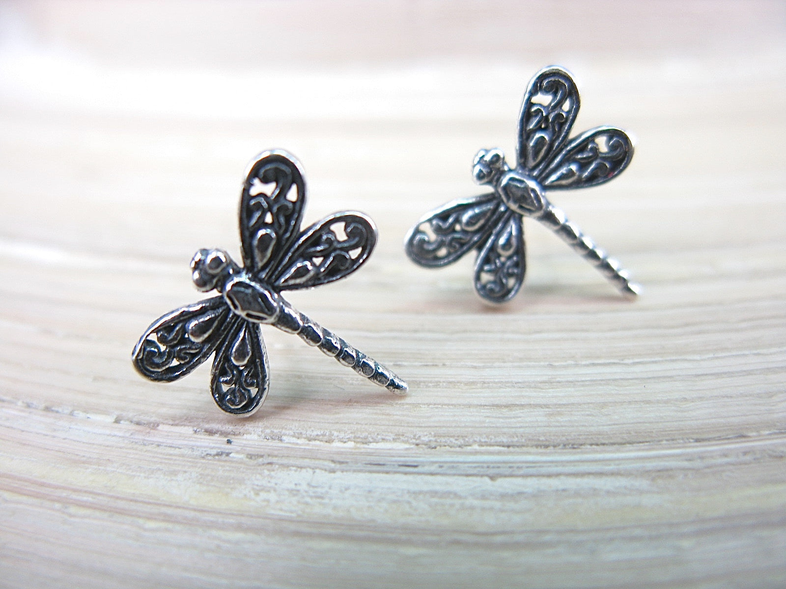 Dragonfly Oxidized 925 Sterling Silver Stud Earrings Stud - Faith Owl