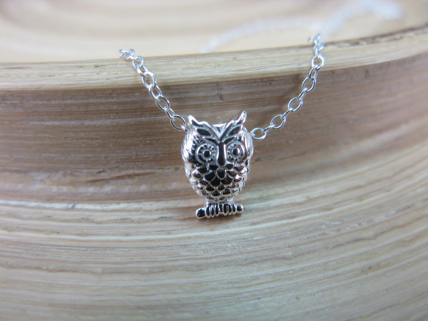 Owl Pendant Chain Necklace in 925 Sterling Silver