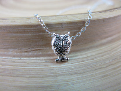 Owl Pendant Chain Necklace in 925 Sterling Silver