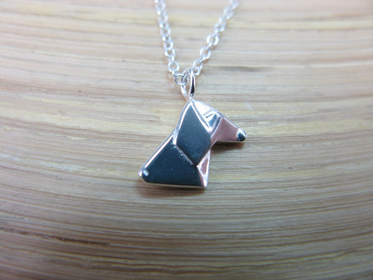 Origami Dog Pendant Chain Necklace in 925 Sterling Silver