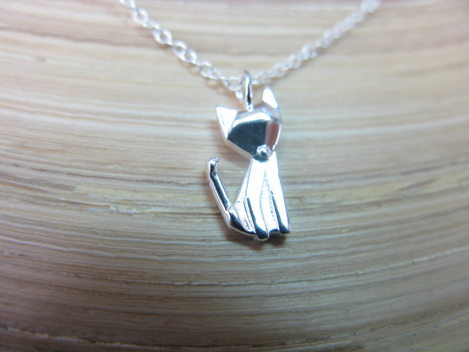 Origami Fox Pendant Chain Necklace in 925 Sterling Silver