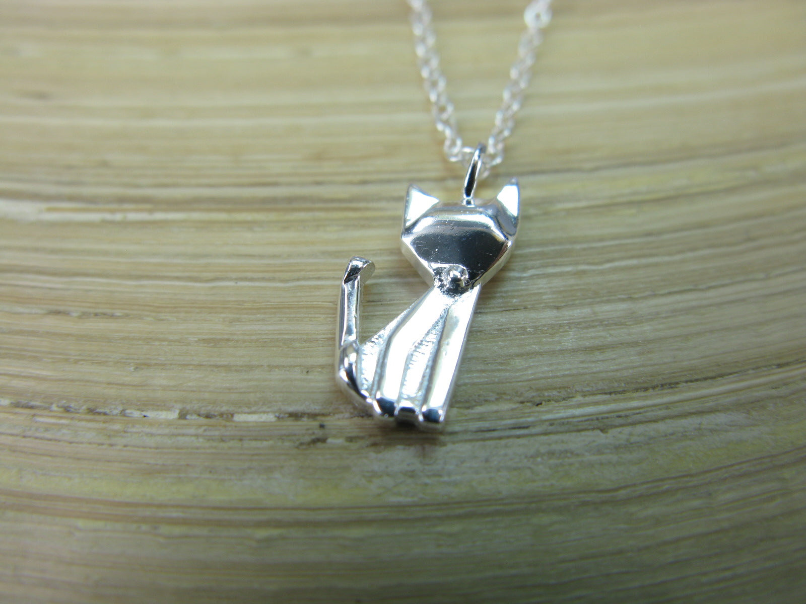 Origami Fox Pendant Chain Necklace in 925 Sterling Silver