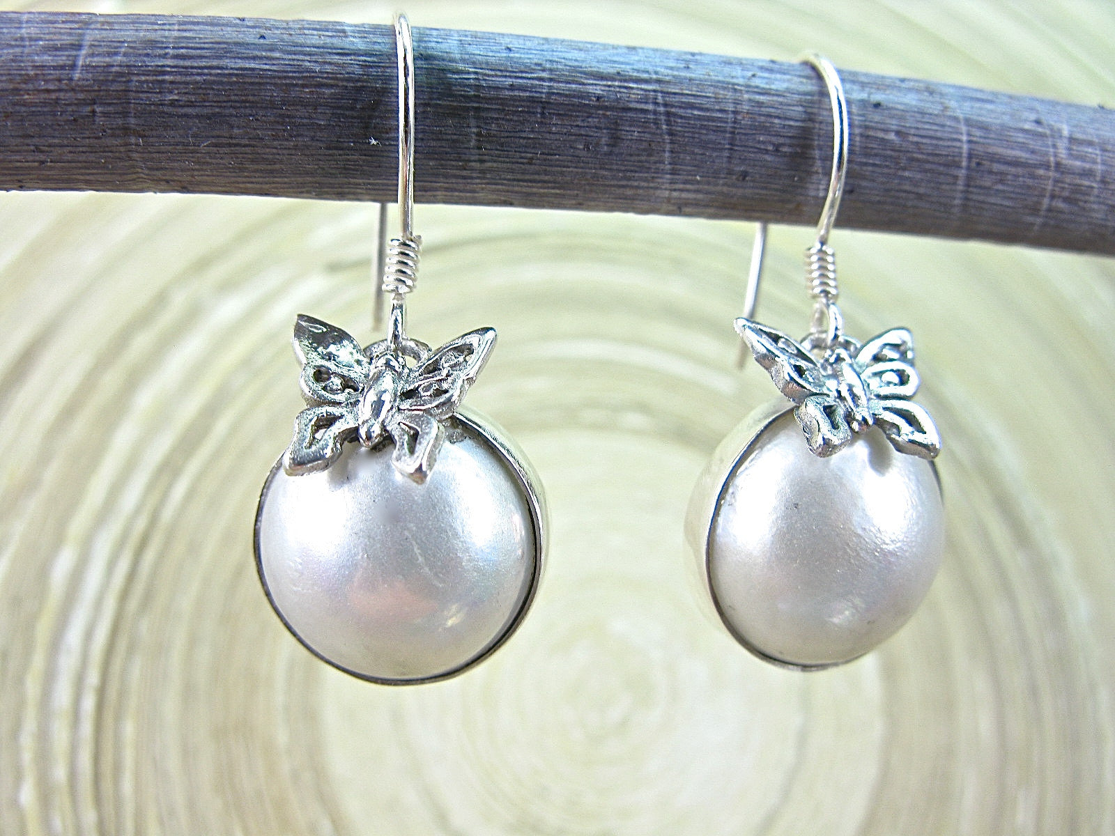 Butterfly Mother of Pearl 925 Sterling Silver Earrings Earrings - Faith Owl