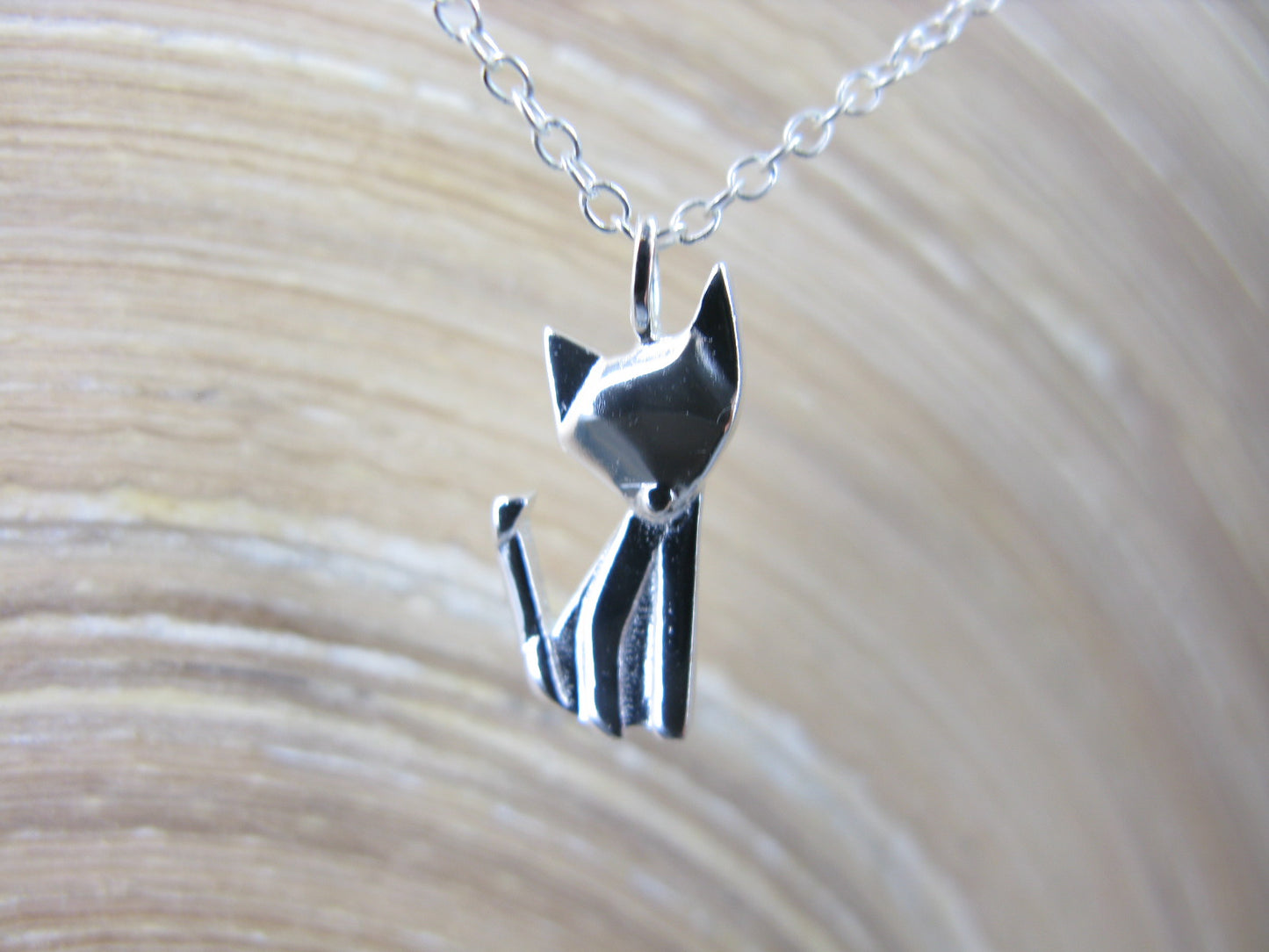 Origami Fox Pendant Chain Necklace in 925 Sterling Silver