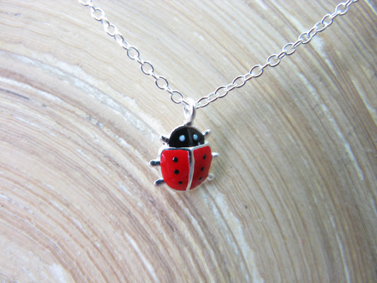 Red Ladybug 925 Sterling Silver Pendant Chain Necklace