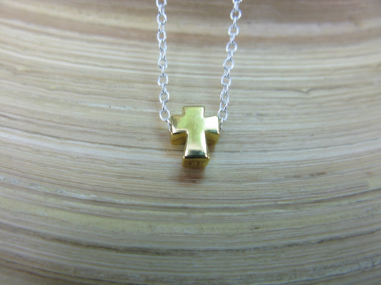 Cross Gold Plated 925 Sterling Silver Pendant Chain Necklace