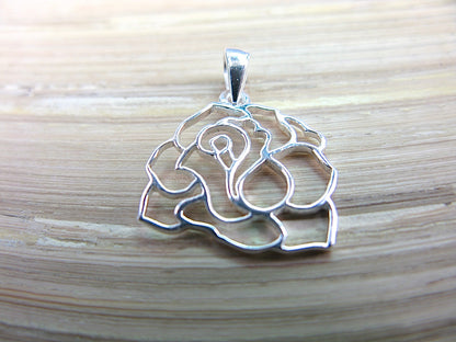 Filigree Rose Flower 925 Sterling Silver Pendant Pendant - Faith Owl