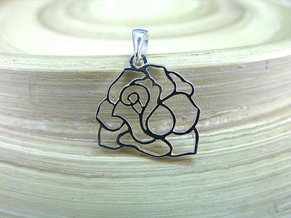 Filigree Rose Flower 925 Sterling Silver Pendant Pendant - Faith Owl