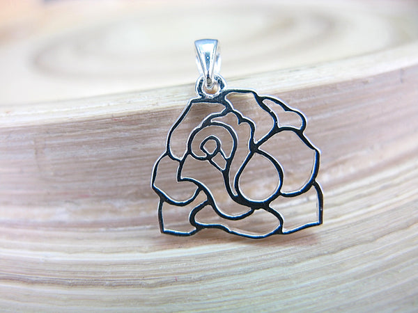 Filigree Rose Flower 925 Sterling Silver Pendant Pendant - Faith Owl