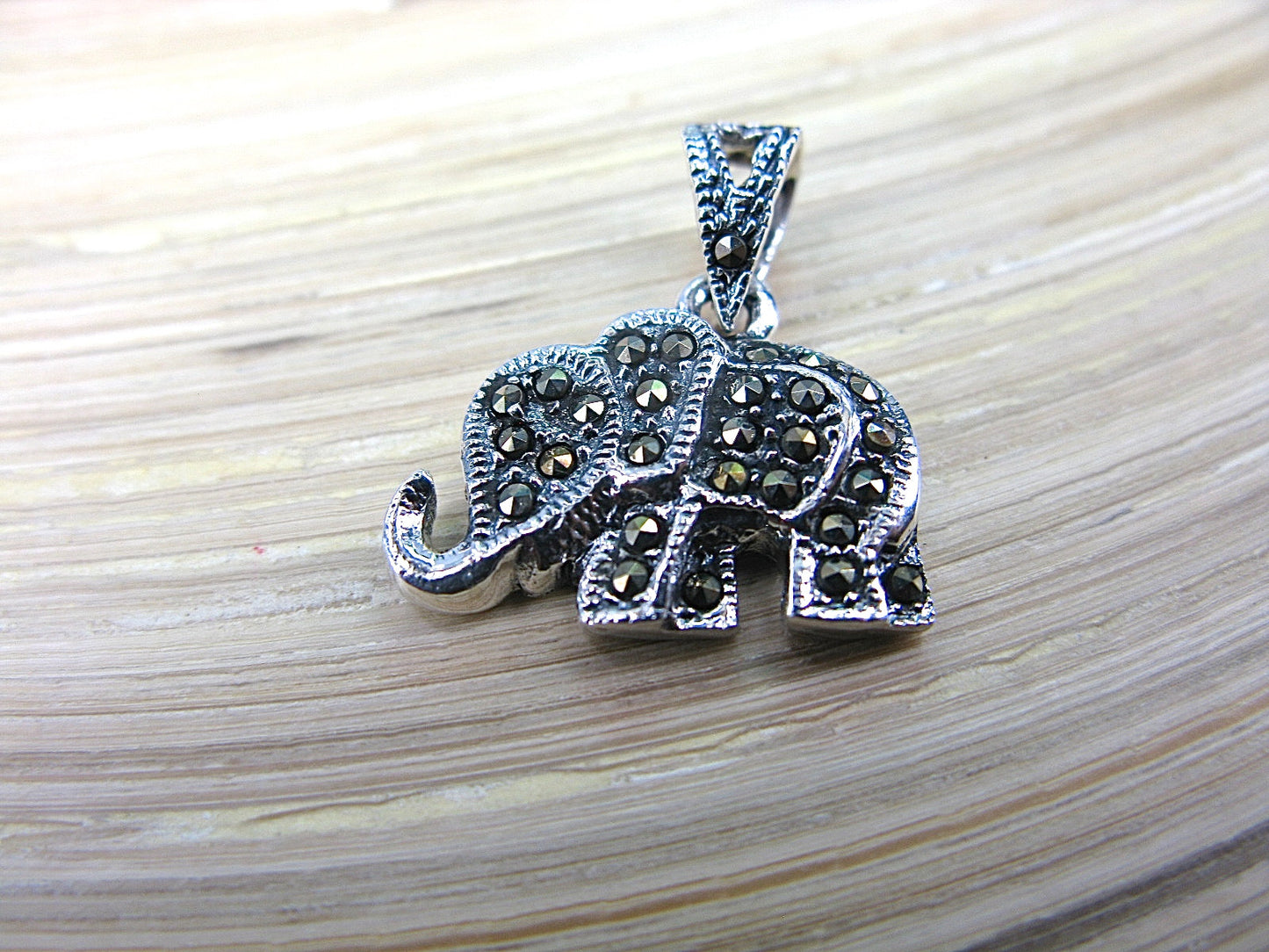 Elephant Marcasite 925 Sterling Silver Pendant Pendant - Faith Owl