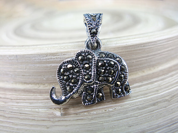 Elephant Marcasite 925 Sterling Silver Pendant Pendant - Faith Owl