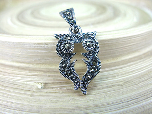 Owl Marcasite 925 Sterling Silver Pendant Pendant Faith Owl - Faith Owl