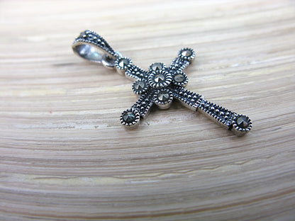 Cross Marcasite 925 Sterling Siliver Pendant Pendant Faith Owl - Faith Owl