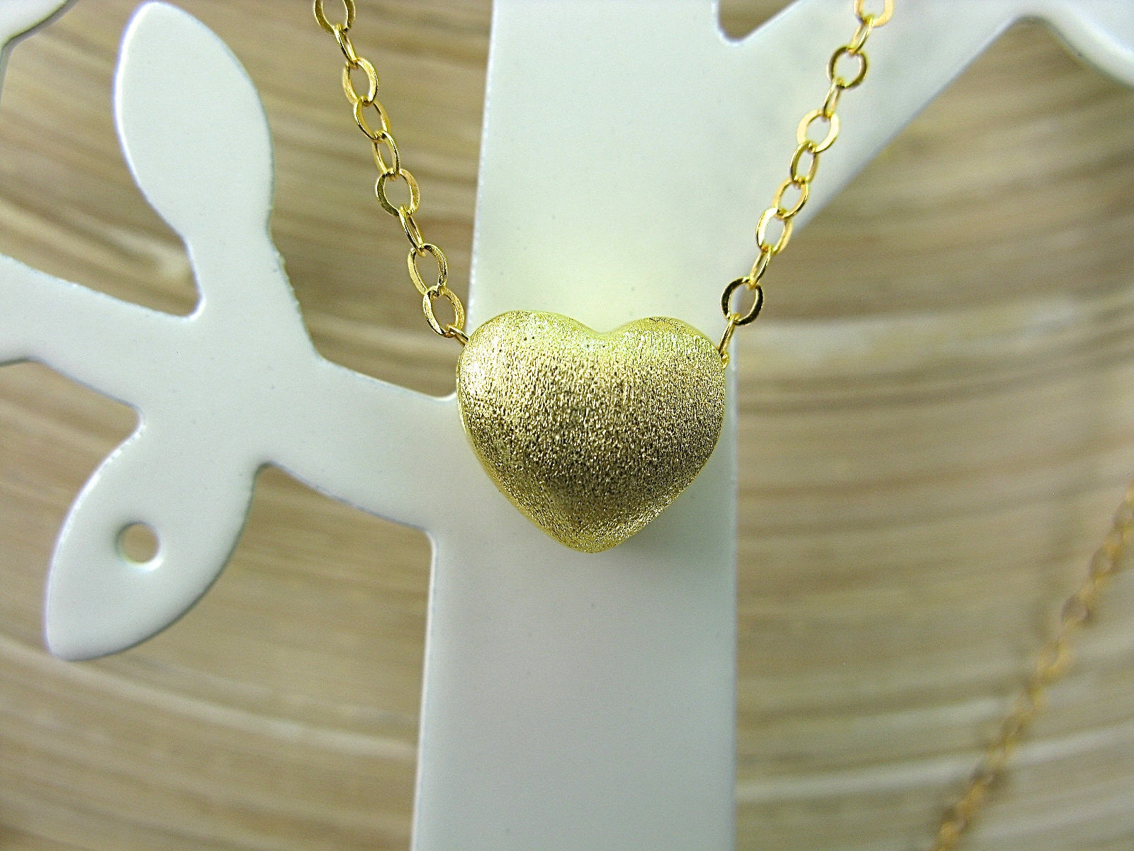 3D Gold Plated Silver Heart 925 Sterling Silver Necklace Necklace - Faith Owl