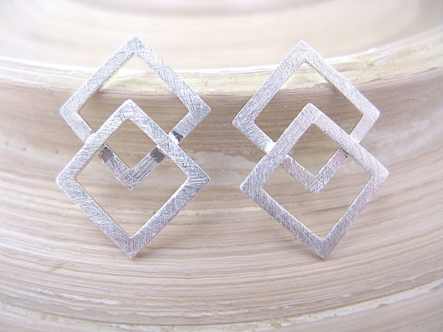 Geometric Square Filigree 925 Sterling Silver Stud Earrings Stud - Faith Owl