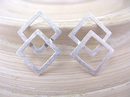 Geometric Square Filigree 925 Sterling Silver Stud Earrings Stud - Faith Owl