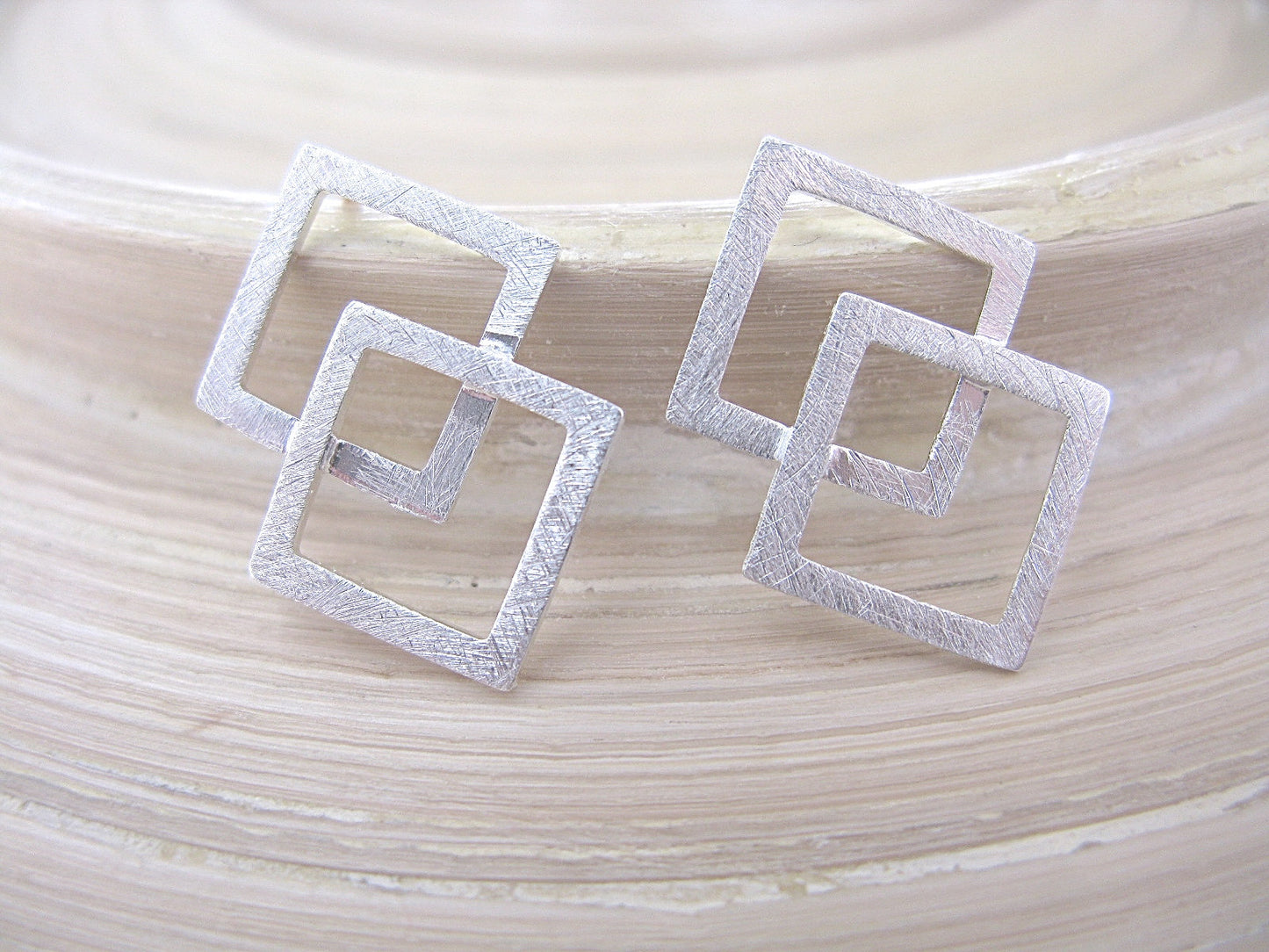 Geometric Square Filigree 925 Sterling Silver Stud Earrings Stud - Faith Owl