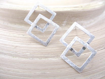 Geometric Square Filigree 925 Sterling Silver Stud Earrings Stud Faith Owl - Faith Owl