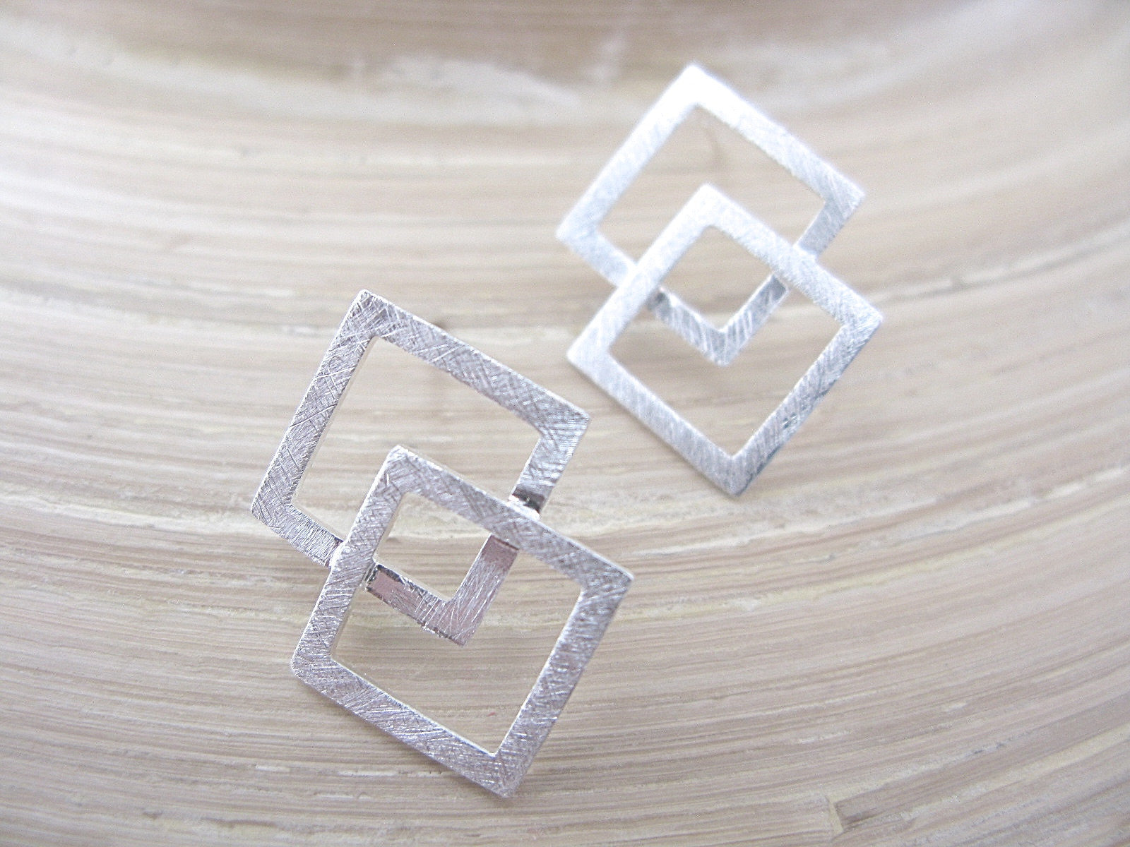 Geometric Square Filigree 925 Sterling Silver Stud Earrings Stud Faith Owl - Faith Owl