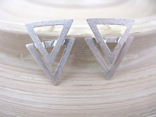 Geometric Triangle Filigree Matt 925 Sterling Silver Stud Earrings Stud - Faith Owl
