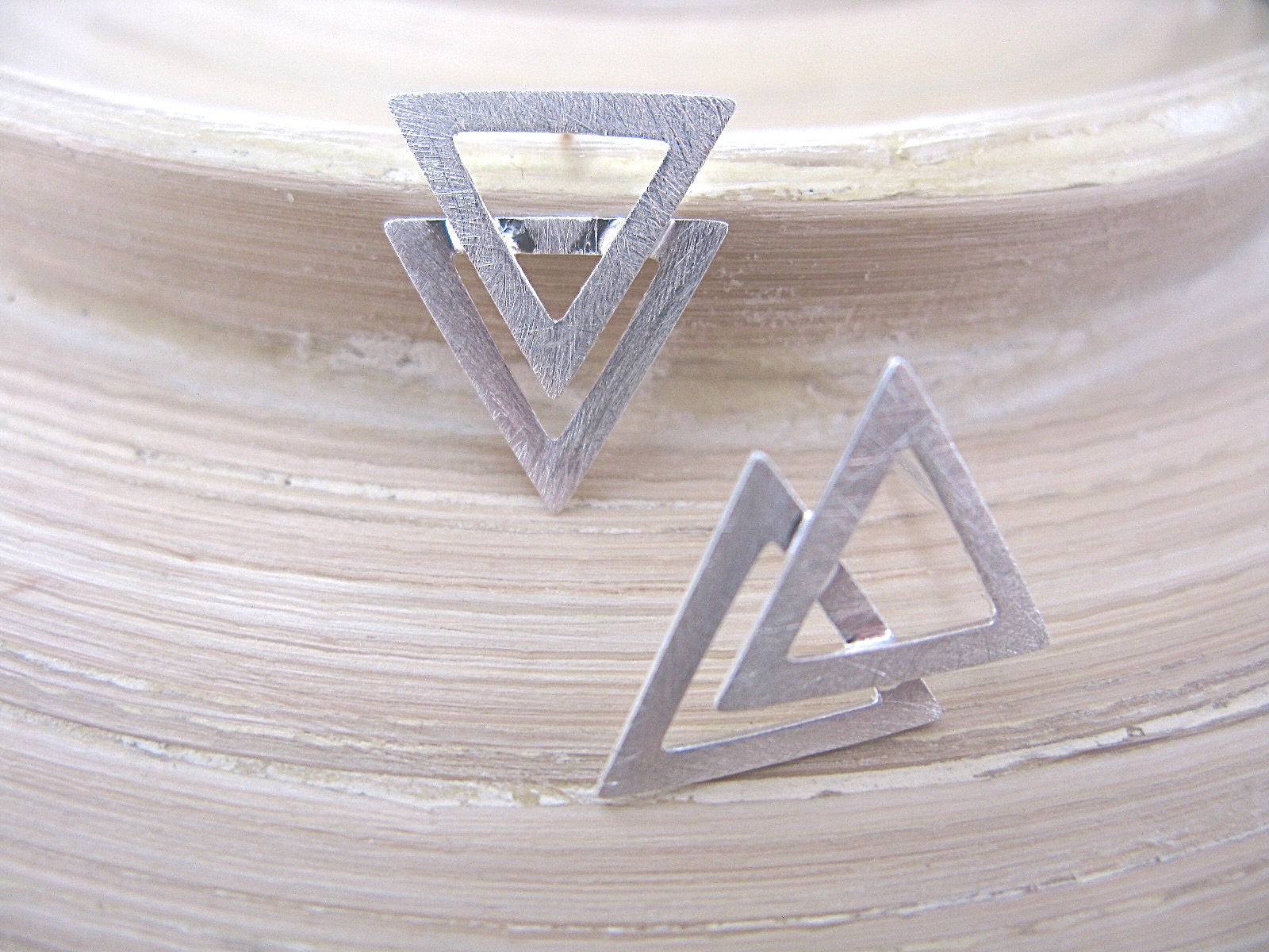 Geometric Triangle Filigree Matt 925 Sterling Silver Stud Earrings Stud Faith Owl - Faith Owl