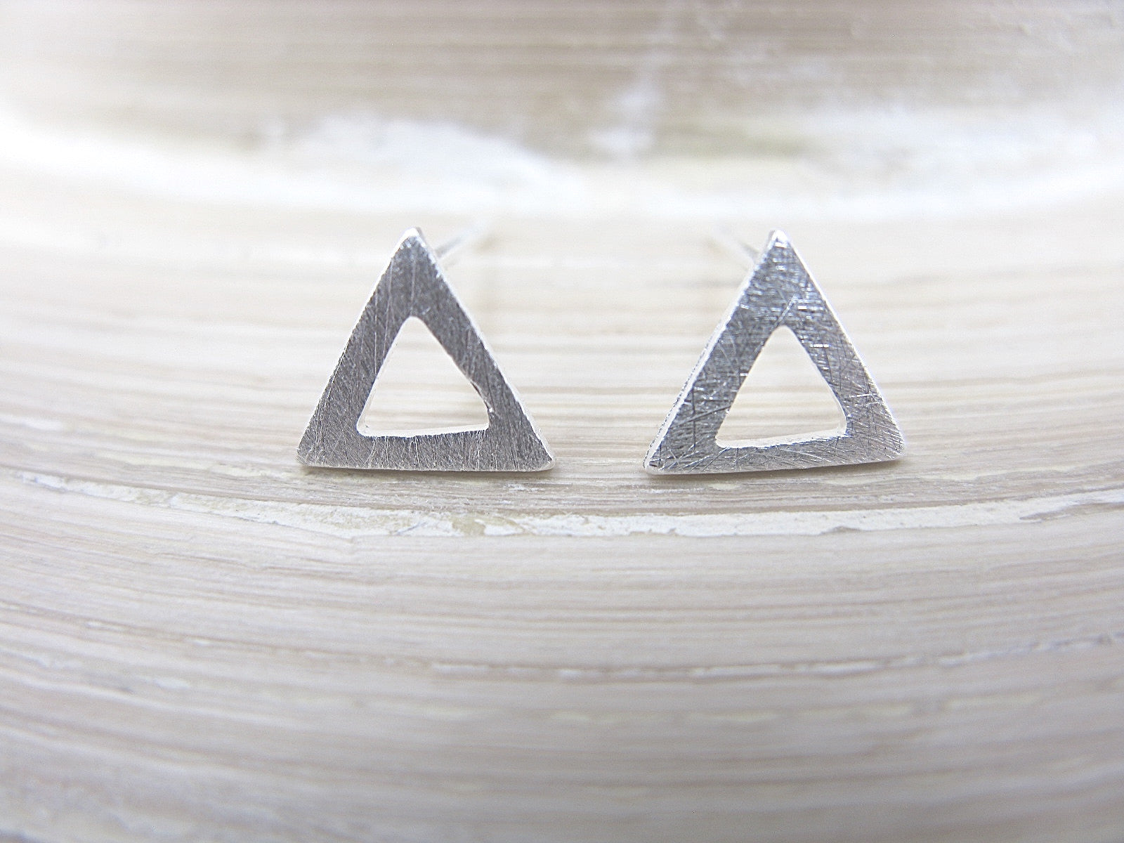 Geometric Triangle Matt 925 Sterling Silver Stud Earrings Stud - Faith Owl