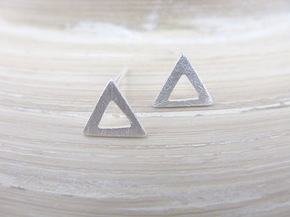 Geometric Triangle Matt 925 Sterling Silver Stud Earrings Stud Faith Owl - Faith Owl