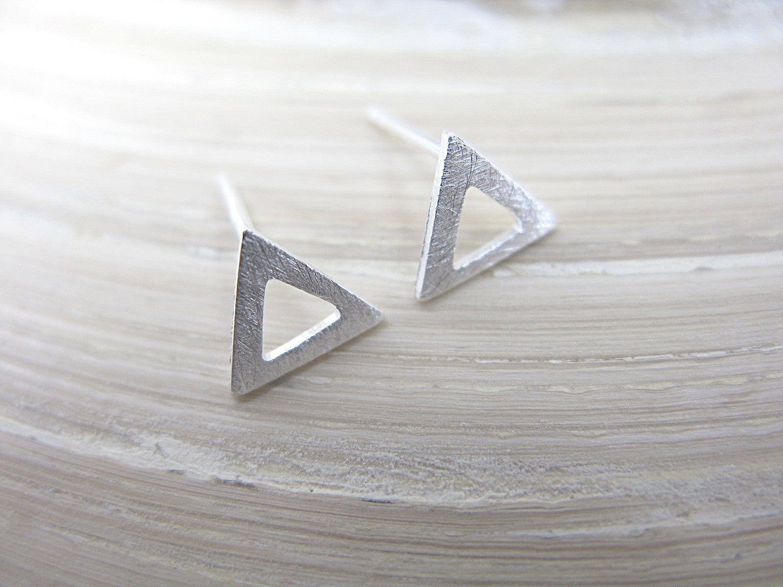 Geometric Triangle Matt 925 Sterling Silver Stud Earrings Stud - Faith Owl