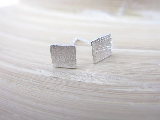 Geometric Square Matt 925 Sterling Silver Stud Earrings Stud - Faith Owl