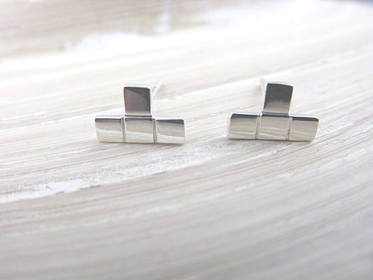 Geometric Rectangle Square 925 Sterling Silver Stud Earrings Stud - Faith Owl