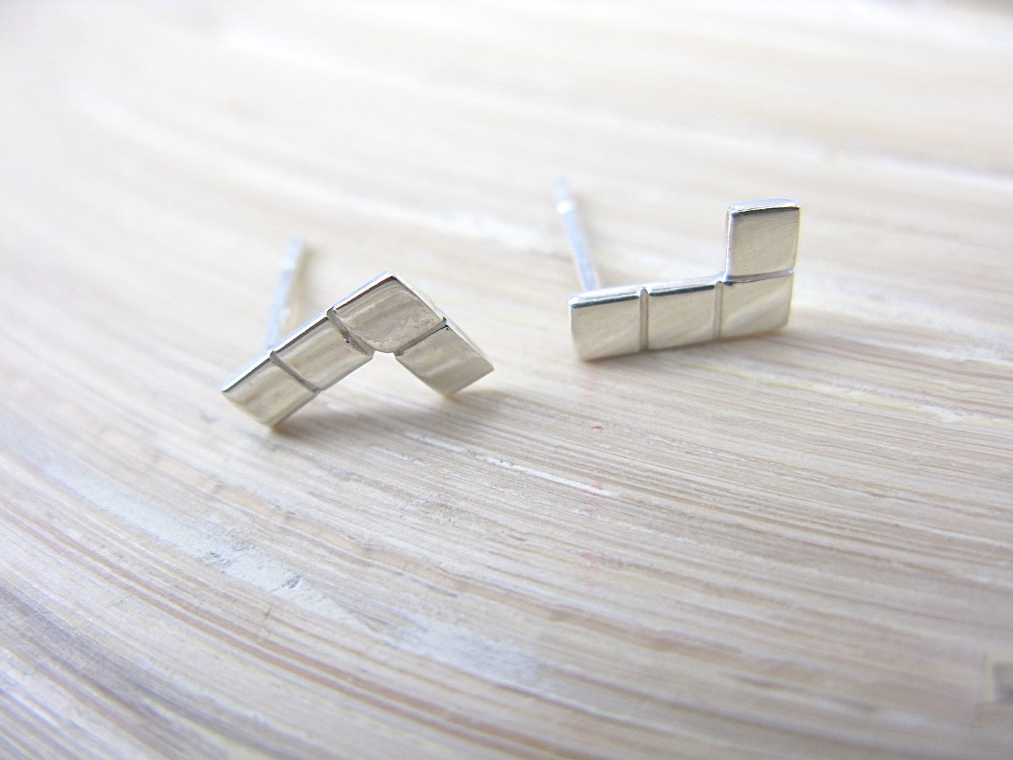 Geometric Rectangle Square 925 Sterling Silver Stud Stud - Faith Owl