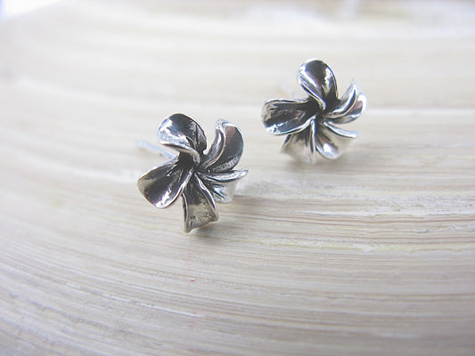 Tribal Flower Oxidzed 925 Sterling Silver Stud Earrings Stud Faith Owl - Faith Owl