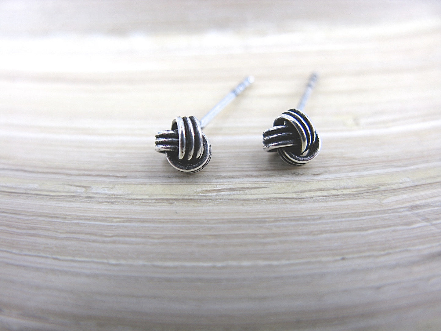 8mm Knot Oxidized 925 Sterling Silver Stud Earrings Stud - Faith Owl