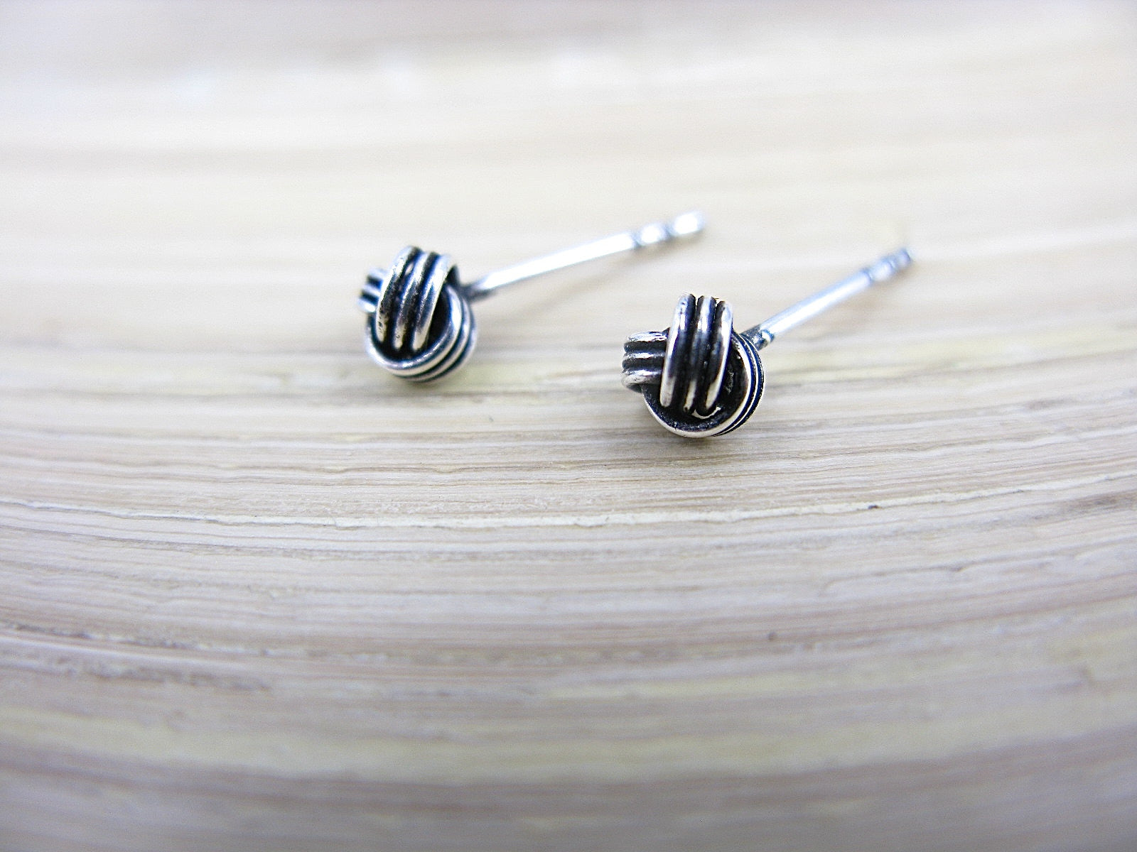 8mm Knot Oxidized 925 Sterling Silver Stud Earrings Stud - Faith Owl